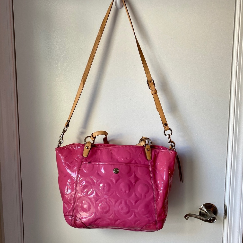 Coach Leah Pink Patent Leather Tote - Picture 4 of 10
